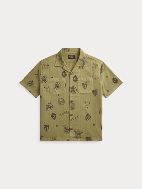 RRL by Ralph Lauren Knit Herringbone Twill Camp Shirt