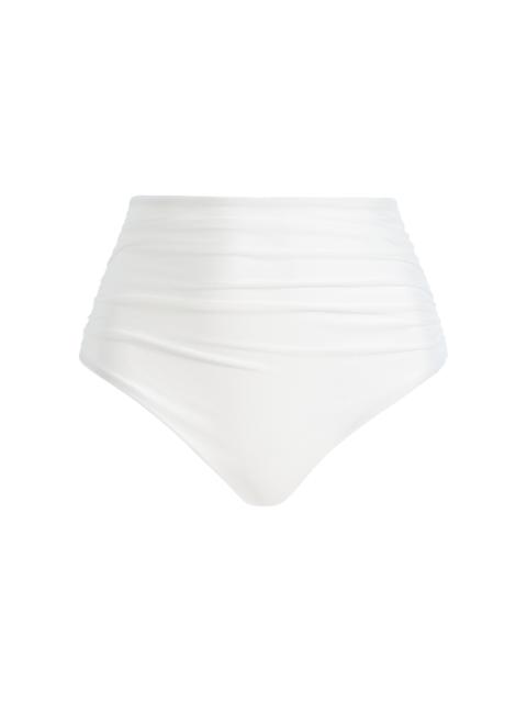 SIMKHAI Teya High-Rise Ruched Bikini Bottoms white