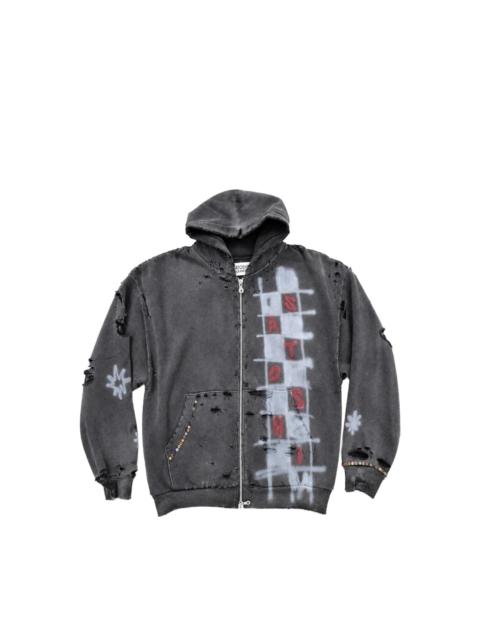 SATOSHI NAKAMOTO GET WHAT I WANT DISTRESSED SPRAY-PAINT HOODIE