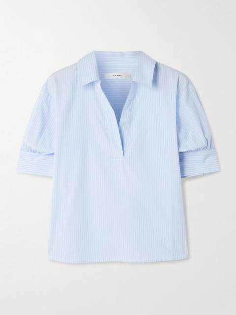 FRAME The Striped Popover Cotton-poplin Blouse
