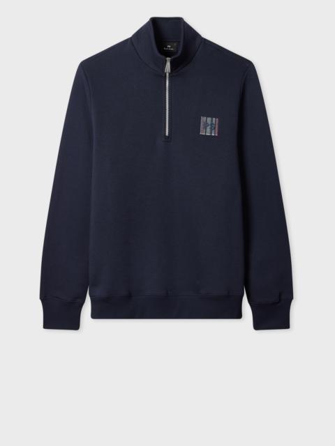 Paul Smith Navy 'Stitch Stripe' Zip Funnel Neck Sweatshirt