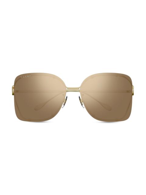 GUCCI Women's Flat & Bend 60MM Squared Sunglasses - Gold Gold