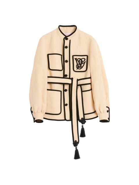 Valentino Men's Silk and Jute Canvas Jacket with VG Embroidery - Butter