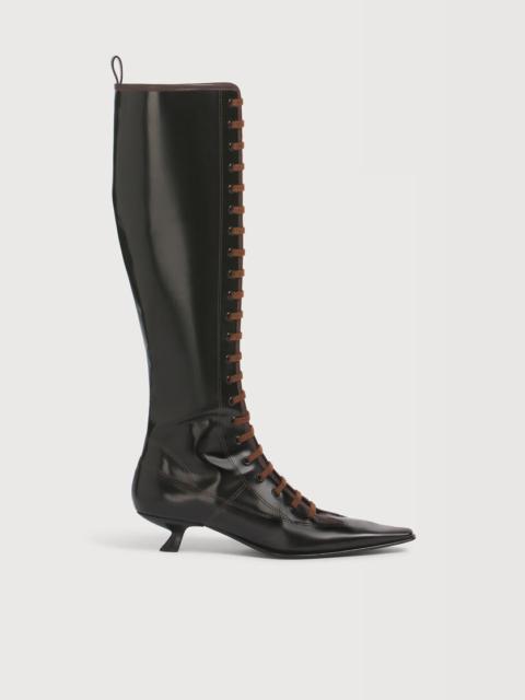Marni BLACK LEATHER BOOT WITH FULL LACE-UP FRONT