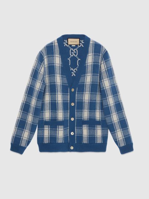 GUCCI Reversible checked wool cardigan