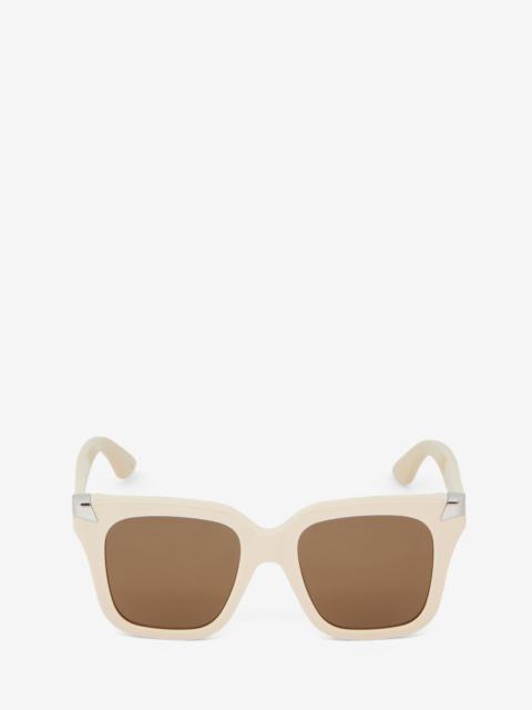 Women's Punk Rivet Oversize Sunglasses in Ivory