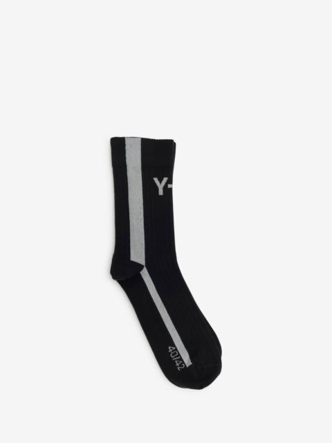 Black Contrast Stripe Logo Socks