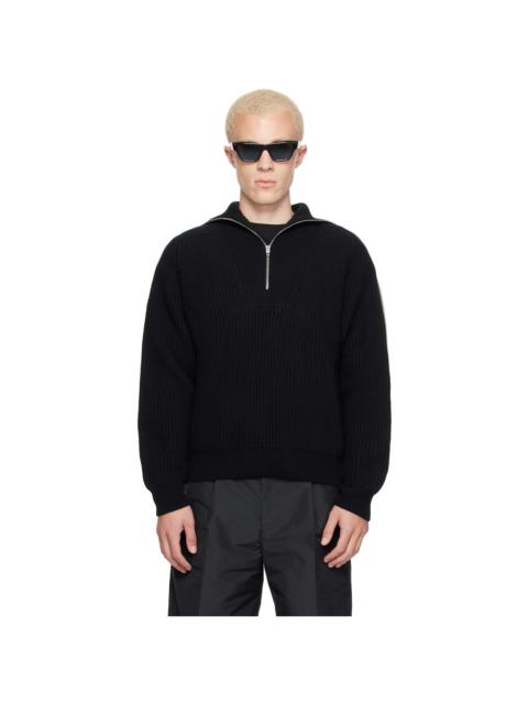 Jil Sander Black LS High Zipped Neck Sweater
