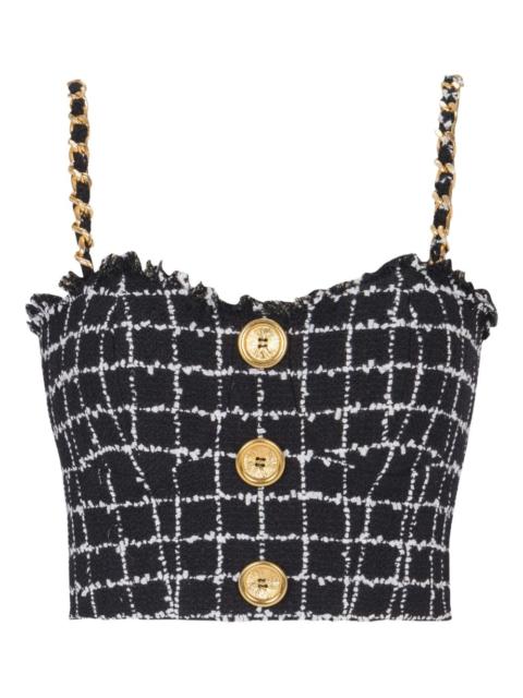 Balmain chain-strap tweed top