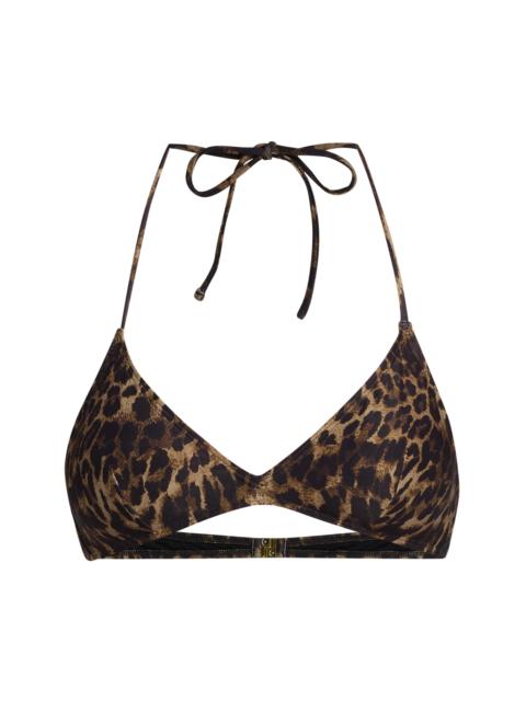 NILI LOTAN Women's Leopard-Print Triangle Bikini Top - Vintage Leopard Print