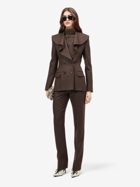 Alexander McQueen Women's Waterfall Collar Double-breasted Jacket in Dark Brown
