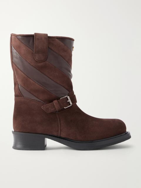 Valentino Rayons 40 Leather-trimmed Suede Ankle Boots