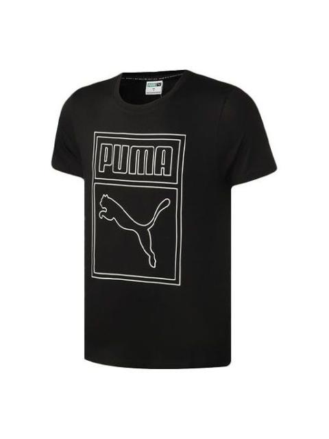 PUMA PUMA Large Logo Printing Sports Loose Round Neck Short Sleeve Black 598245-51