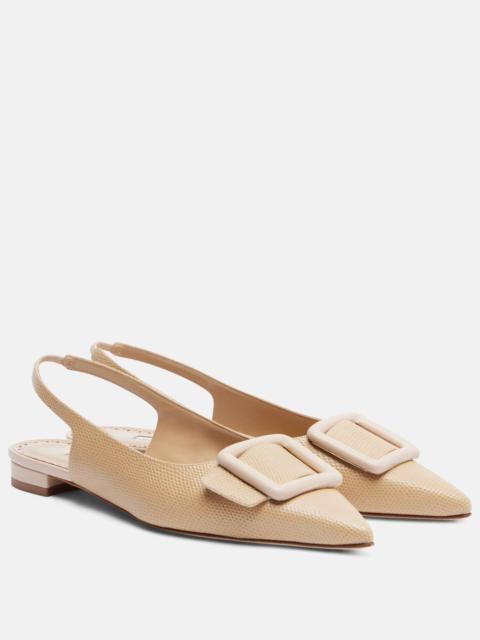 Manolo Blahnik Maylura croc-effect leather slingback flats