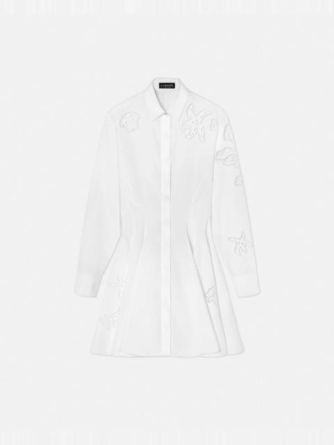 VERSACE Embroidered Sangallo Flared Shirt Dress