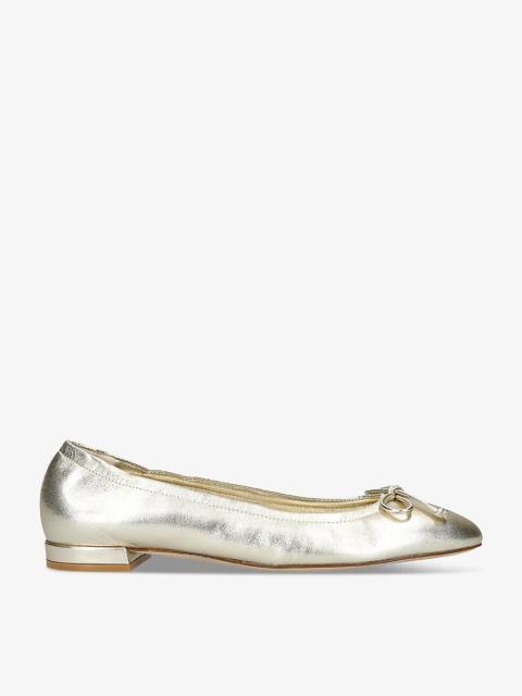 Bria bow-embellished metallic-leather ballet flats