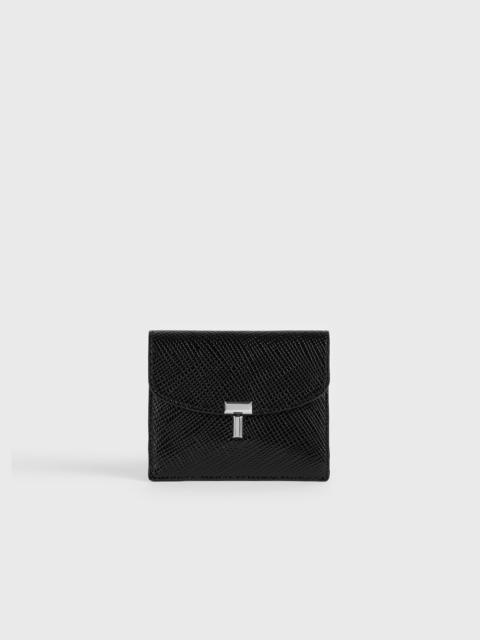 TOTEME T-lock palmellato-patent cardholder black