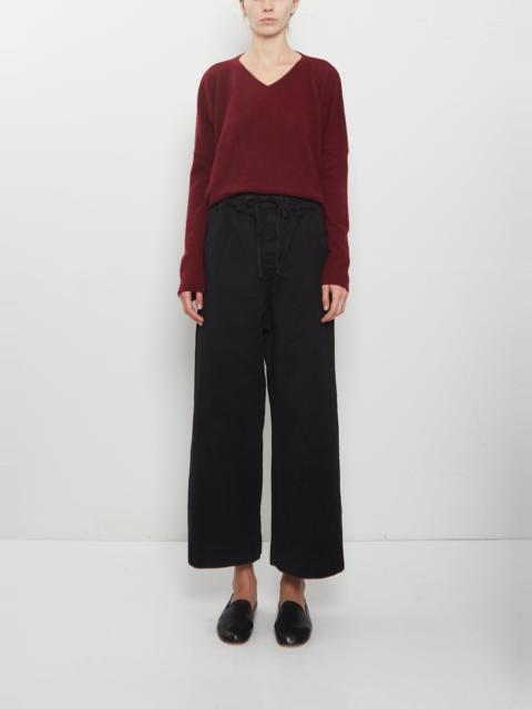 ALBUM DI FAMIGLIA Compact Cotton Wide & Long Trousers — Black
