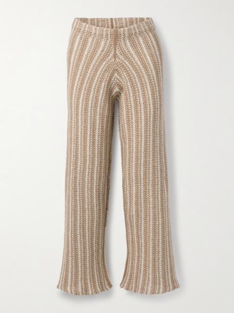 The Elder Statesman Striped Crocheted Cotton Straight-leg Pants