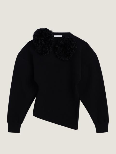 Givenchy ASYMMETRIC SWEATER IN WOOL WITH POMPOMS