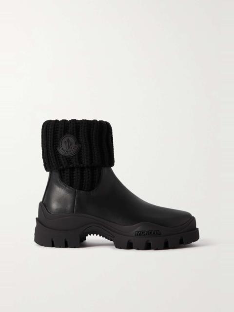 Moncler Larue ribbed-knit and leather ankle boots