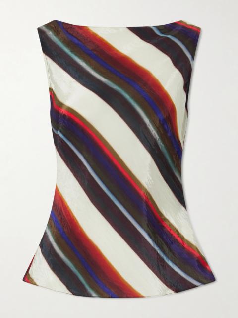 CHRISTOPHER JOHN ROGERS Morris Striped Crinkled-satin Top