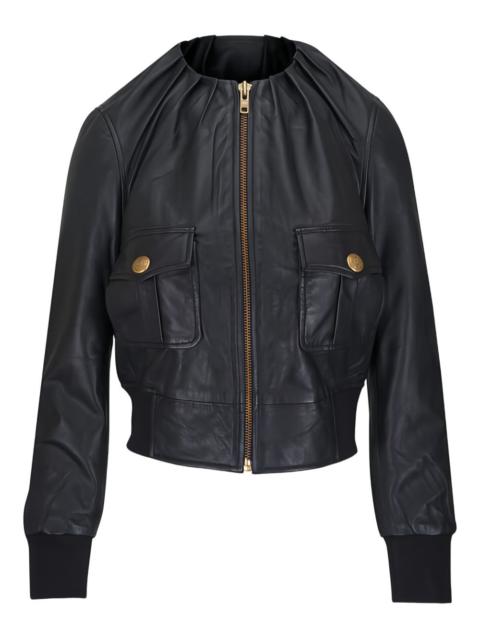 R13 pocket zip leather jacket