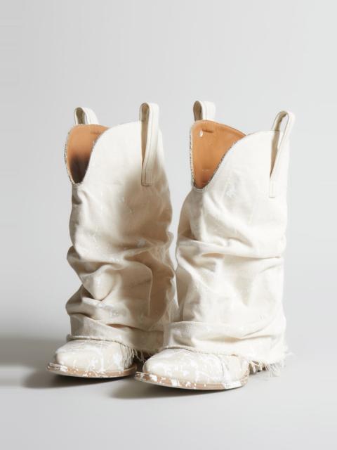 R13 LOW RIDER COWBOY BOOT - PAINT SPLATTER CANVAS