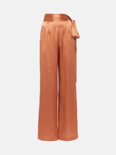 Verdi silk satin wide-leg pants