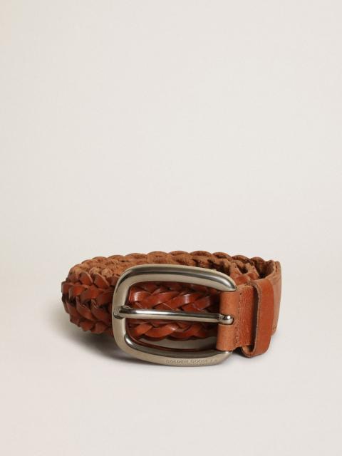 Golden Goose Houston belt in brown braided leather