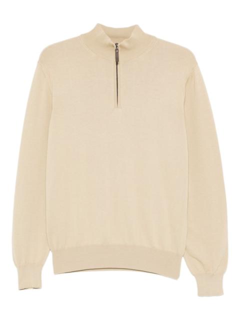 Canali zip funnel-neck polo shirt