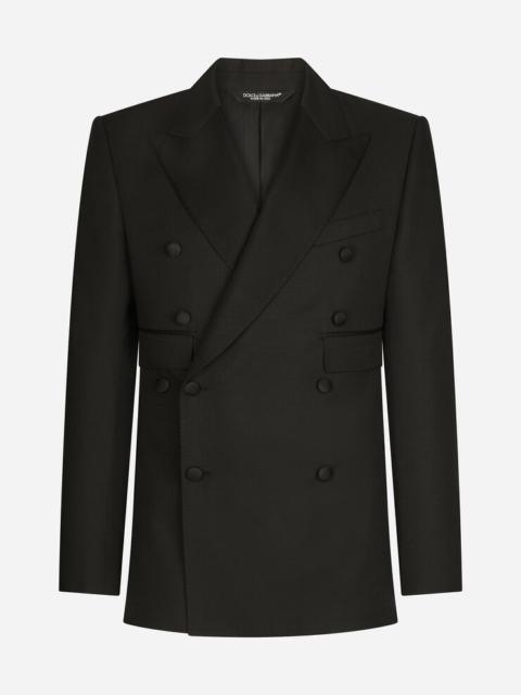 Double-breasted micro-patterned Sicilia-fit tuxedo jacket