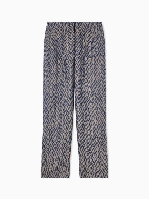 GIORGIO ARMANI VISCOSE TROUSERS WITH CHEVRON JACQUARD