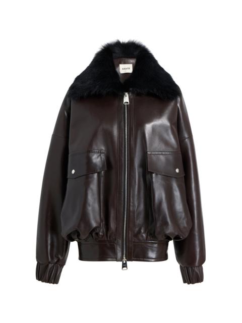 KHAITE Daemon Shearling-Trimmed Leather Jacket brown