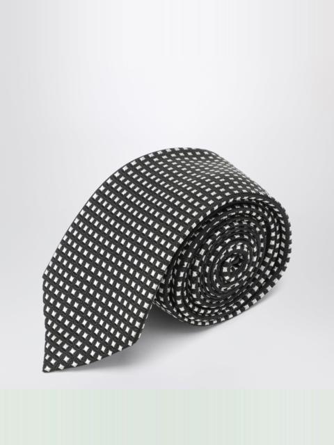 TOM FORD Black silk tie with micro-square pattern