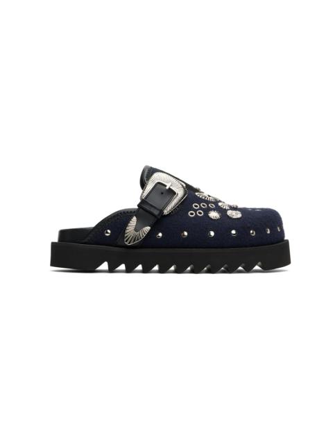 TOGA VIRILIS SSENSE Exclusive Black & Navy Eyelet Metal Sabot Loafers