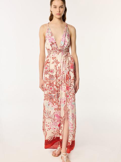 Poupette St Barth Long Dress Calla - Red Geo Fish