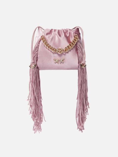 PINKO SATIN MINI CLUTCH WITH FRINGING