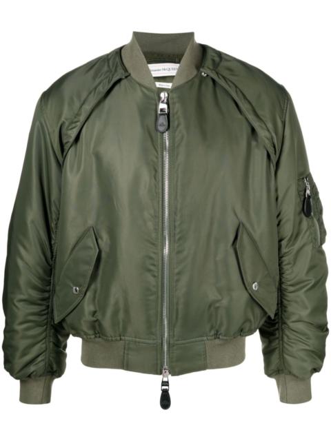 Alexander McQueen detachable-sleeve ruched bomber jacket