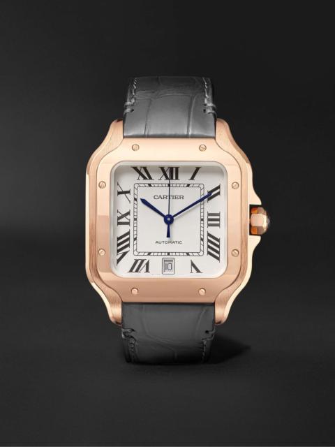 Cartier Santos Automatic 39.8mm 18-Karat Rose Gold Interchangeable Alligator and Leather Watch, Ref. No. WGS