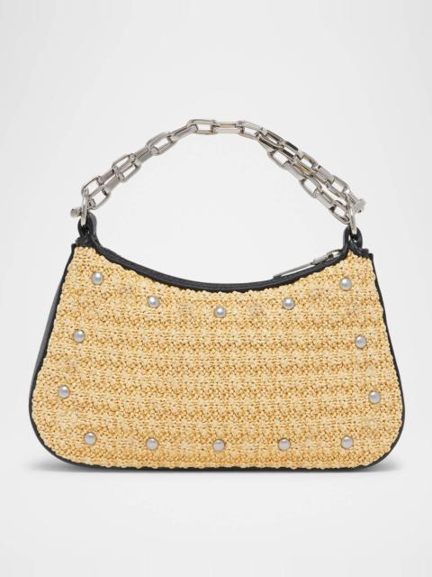 Alexander McQueen T-Bar Mini Studded Woven Chain Top-Handle Bag