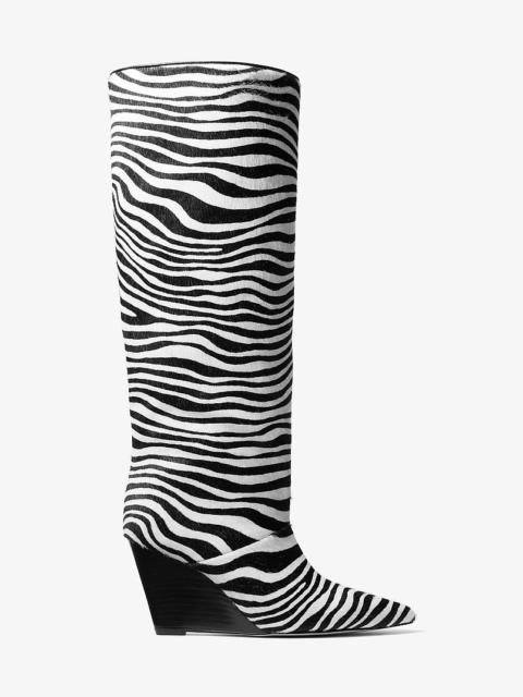 MICHAEL KORS Xandra Zebra Print Calf Hair Wedge Boot