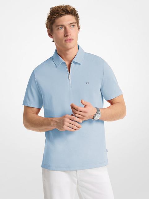 MICHAEL KORS Cotton Blend Piqué Zip-Up Polo Shirt