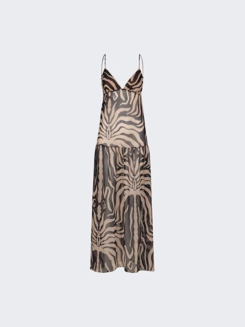 Johanna Ortiz Georgette Zea Palm Maxi Dress Black And Sand