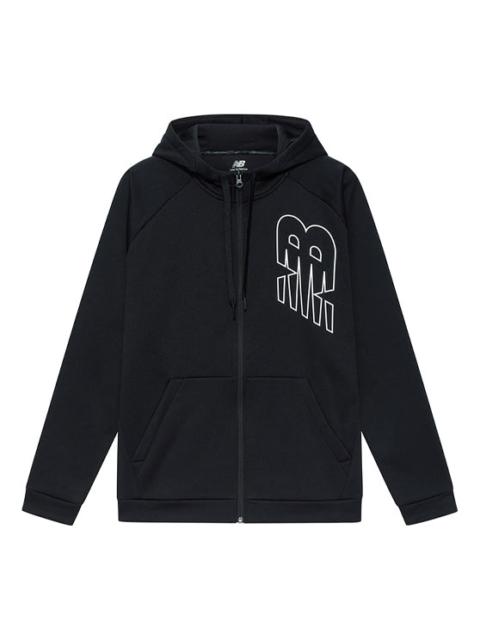 New Balance New Balance Men's New Balance Logo Printing Sports Fleece Lined Hooded Jacket Black AMJ13020-BK