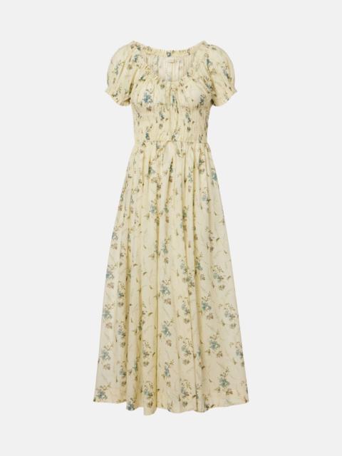 DÔEN Ashlynn gathered floral cotton midi dress