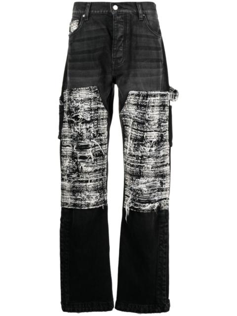 AMIRI tweed-panelling distressed jeans