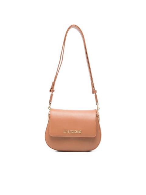 Moschino logo-plaque curved shoulder bag