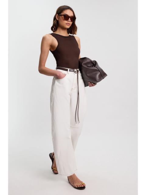 KAREN MILLEN Denim Belted Barrel Leg Jean