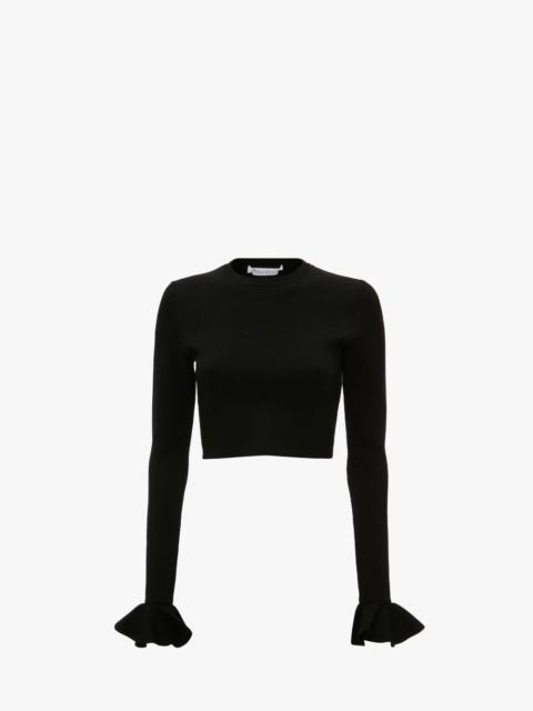 JW Anderson CROPPED RUFFLED SLEEVE JUMPER